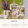 MACKENZIE-CHILDS Enamel Canister, Kitchen Storage Container with Lid, Small, Wild Rose White(Butterfly Garden)