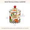 MACKENZIE-CHILDS Enamel Canister, Kitchen Storage Container with Lid, Small, Wild Rose White(Deck the Halls)