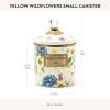 MACKENZIE-CHILDS Enamel Canister, Kitchen Storage Container with Lid, Small, Wild Rose White(Yellow Wildflower)