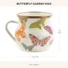 MACKENZIE-CHILDS Enamel Mug, Cute Enamelware Tea or Coffee Mug, Wild Rose White(Butterfly Garden)