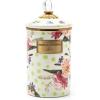 MACKENZIE-CHILDS Enamel Canister, Kitchen Storage Container with Lid, Large, Wild Rose White(Green Wildflower)