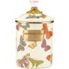 MACKENZIE-CHILDS Enamel Canister, Kitchen Storage Container with Lid, Medium, Wild Rose White(Butterfly Garden)
