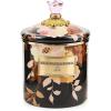 MACKENZIE-CHILDS Enamel Canister, Kitchen Storage Container with Lid, Small, Wild Rose White(Brown Wild Rose)