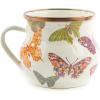 MACKENZIE-CHILDS Enamel Mug, Cute Enamelware Tea or Coffee Mug, Wild Rose White(Butterfly Garden)