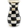 MACKENZIE-CHILDS Tall Enamel Vase, Unique Flower-Vase Decor for Living Room, Wild Rose White(Courtly Check)