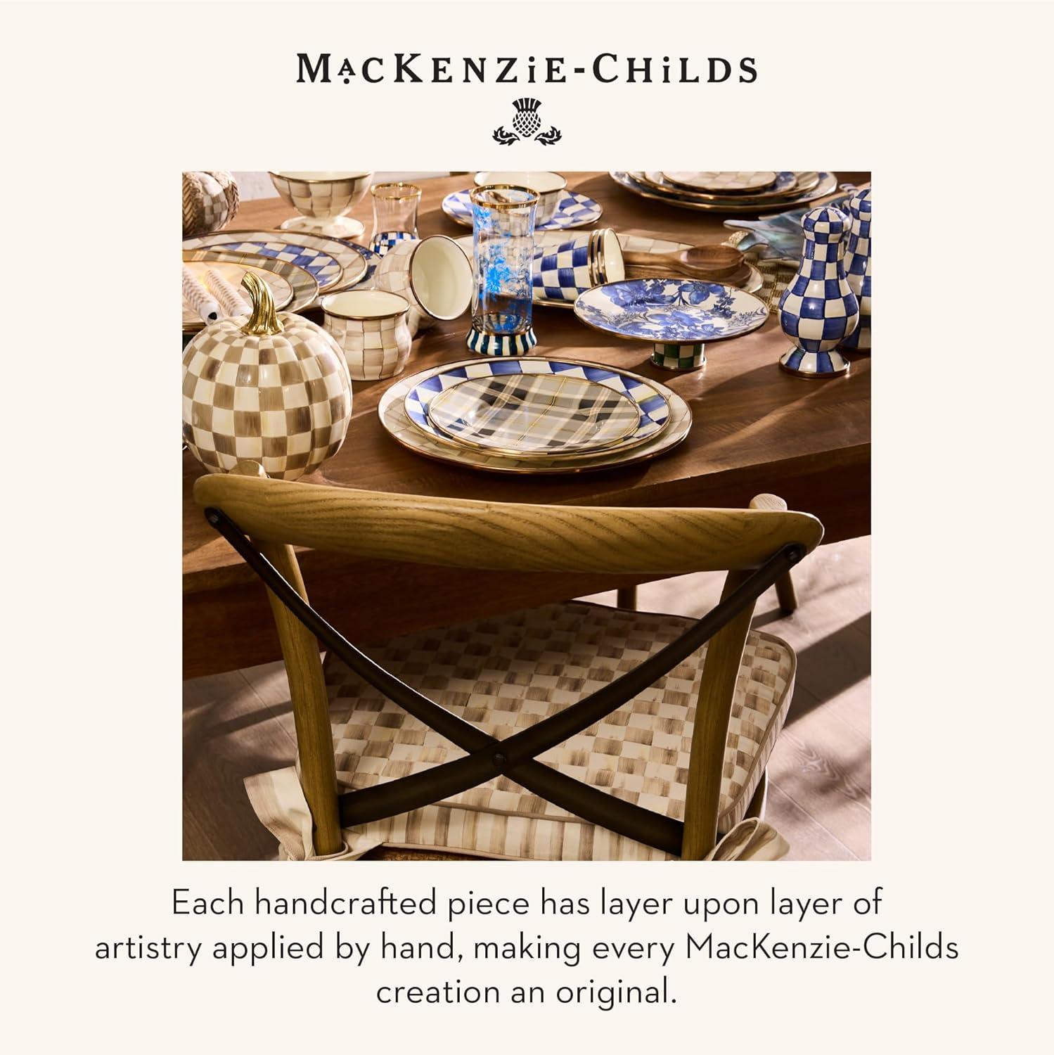 imageMACKENZIECHILDS Beaded Placemat Indoor Table Mat BlackandWhite PosieMocha Check Pumpkin