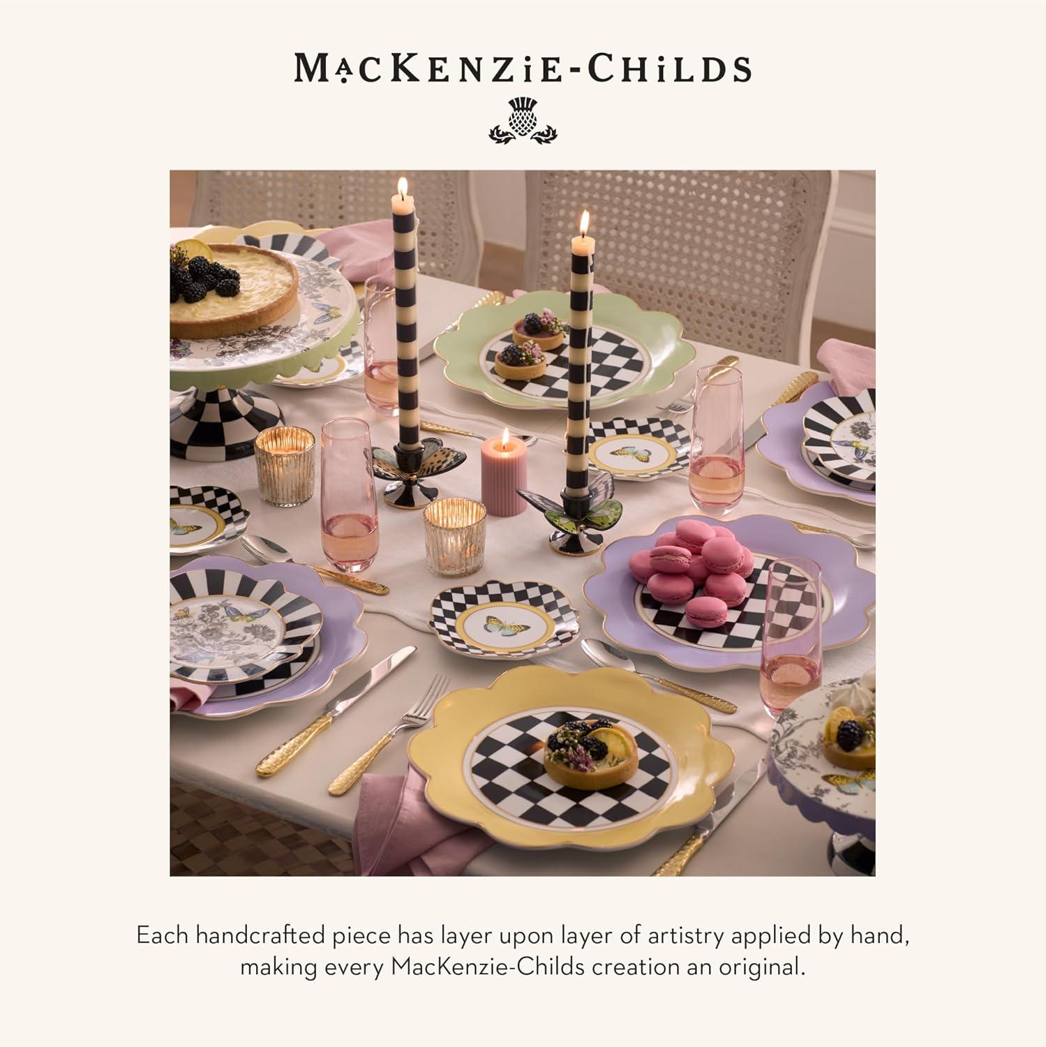 imageMACKENZIECHILDS Butterfly Toile Ceramic Dinner Plate 11 Inches Lavender