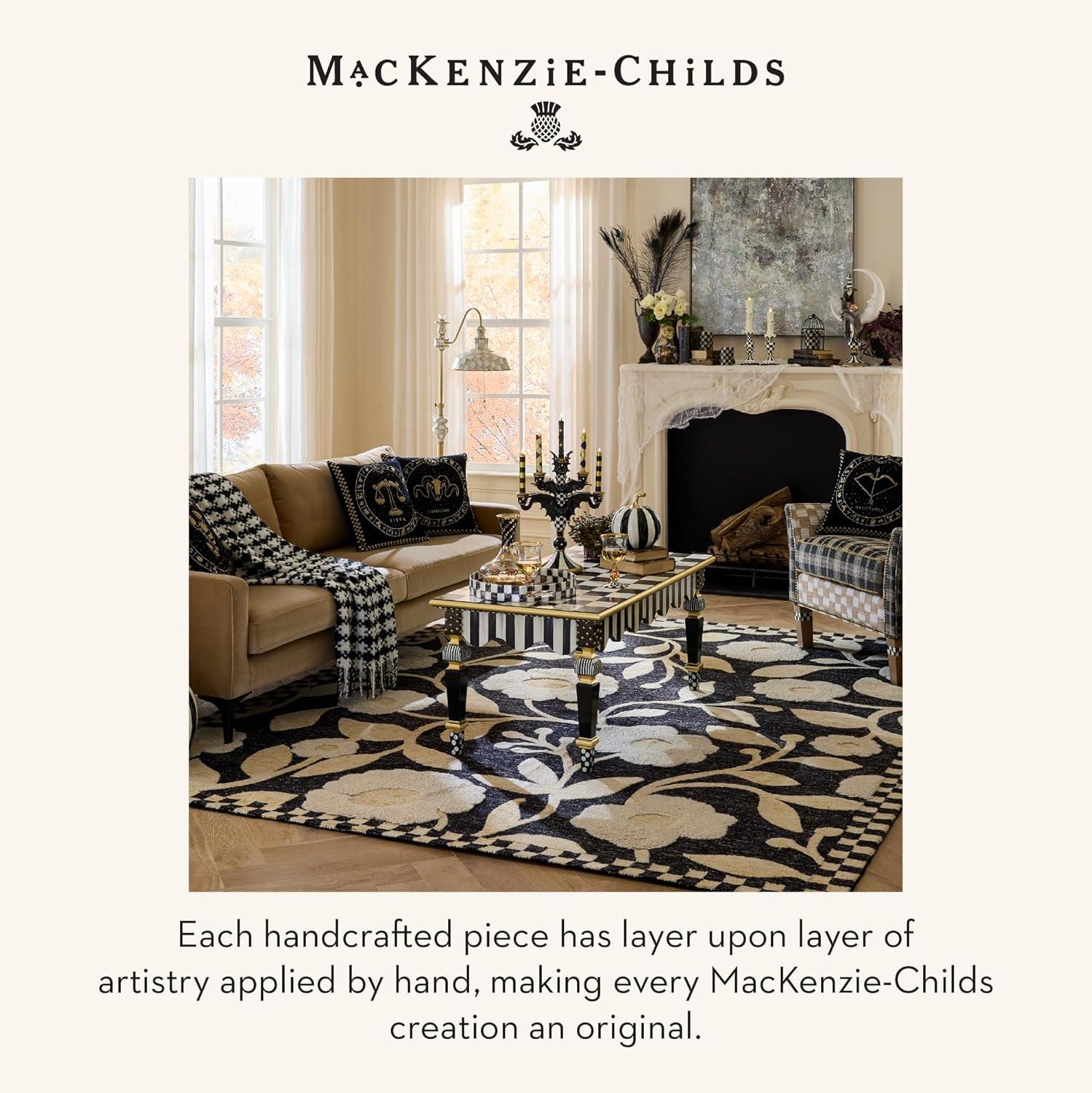 imageMACKENZIECHILDS Capiz Small Vase Unique FlowerVase Decor GrayandWhite Sterling CheckCourtly Check