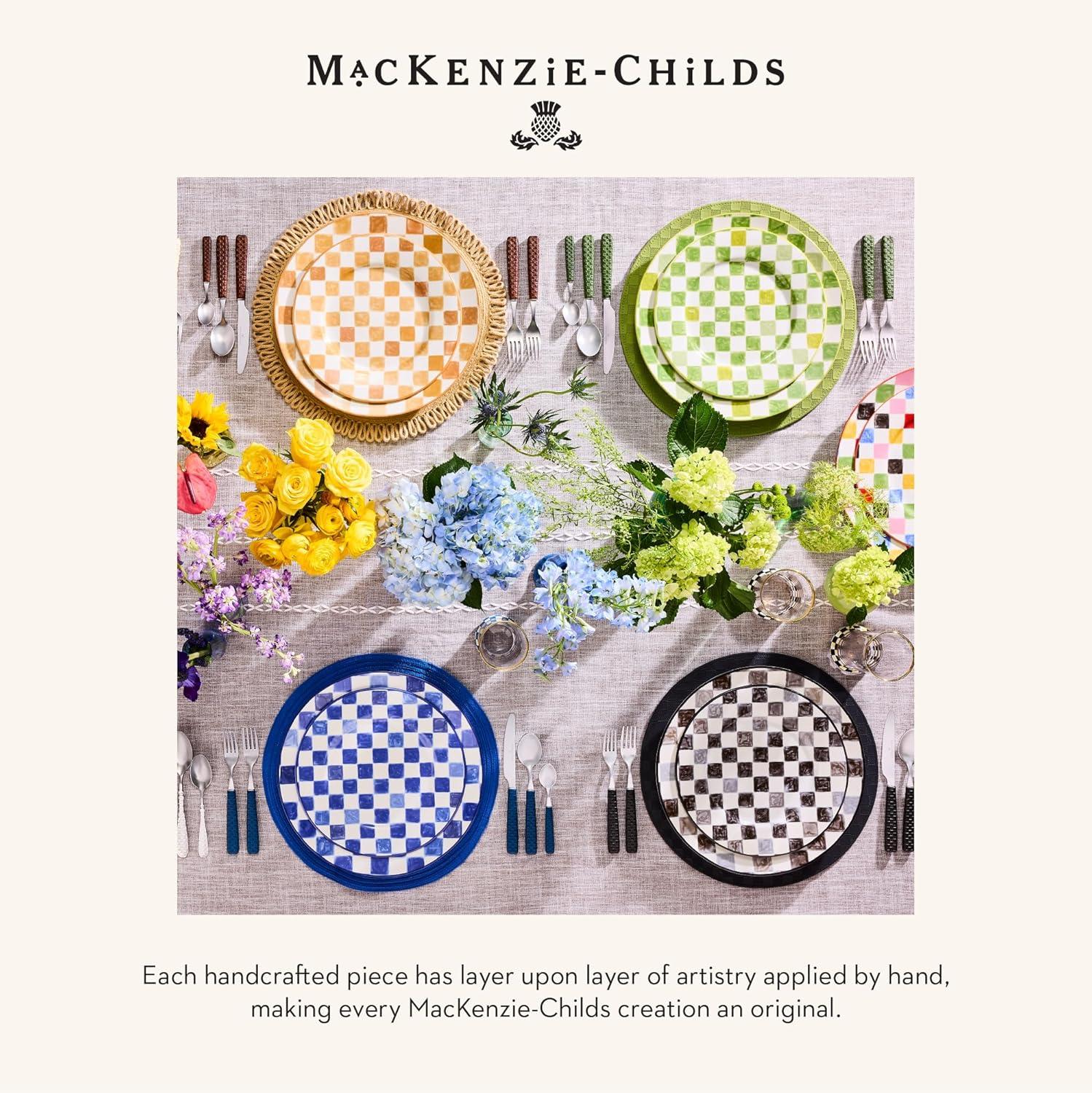 imageMACKENZIECHILDS FauxLeather Placemat Decorative Round Table Mat Green CheckGreen Check