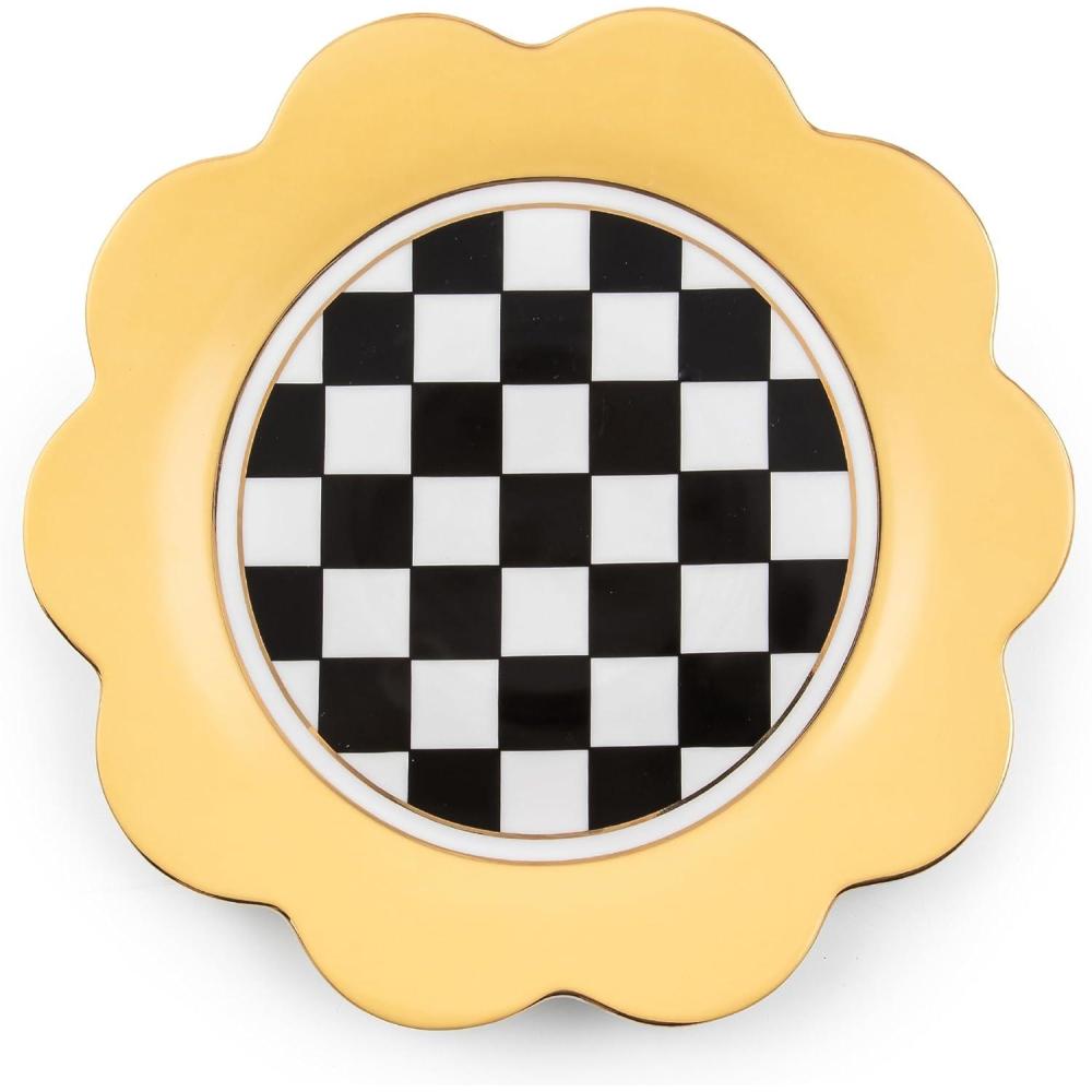 imageMACKENZIECHILDS Butterfly Toile Ceramic Dinner Plate 11 Inches Buttercream