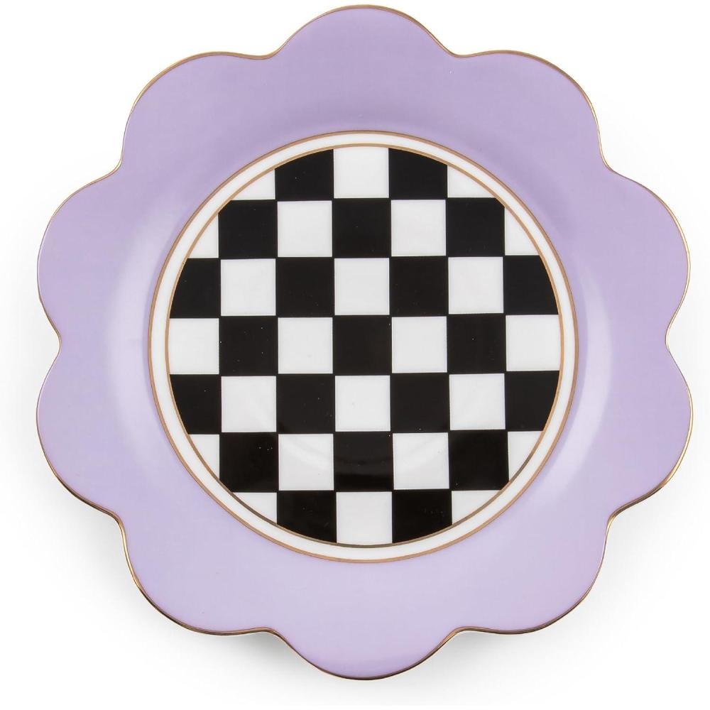 imageMACKENZIECHILDS Butterfly Toile Ceramic Dinner Plate 11 Inches Lavender