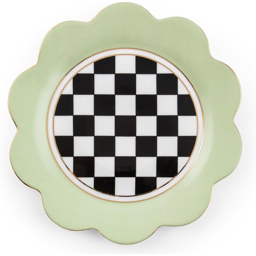 imageMACKENZIECHILDS Butterfly Toile Ceramic Dinner Plate 11 Inches Pistachio