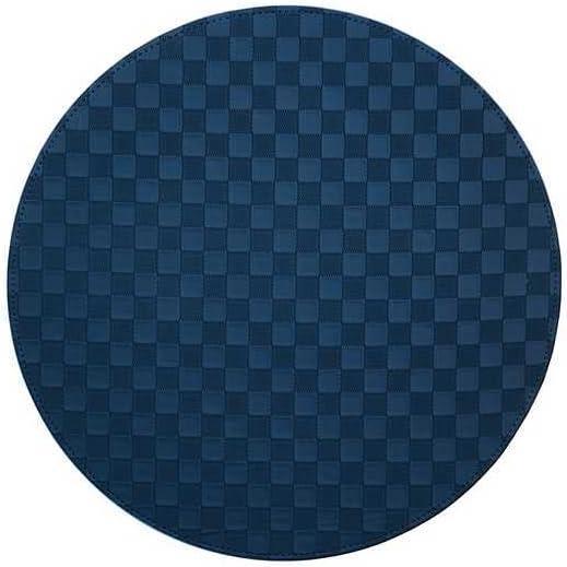 imageMACKENZIECHILDS FauxLeather Placemat Decorative Round Table Mat Green CheckNavy Check