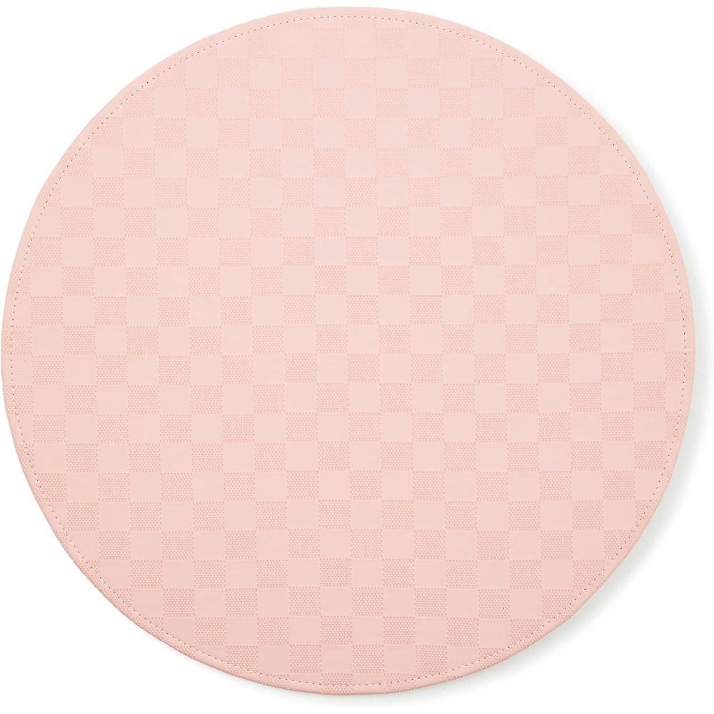 imageMACKENZIECHILDS FauxLeather Placemat Decorative Round Table Mat Green CheckPink Check