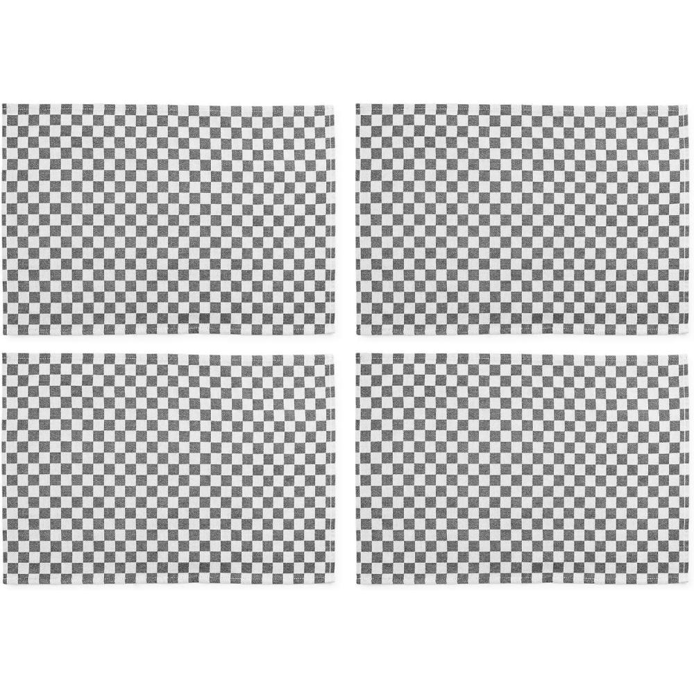 imageMACKENZIECHILDS Set of 4 Cotton Placemats Decorative Table Mats Navy CheckBlack Check