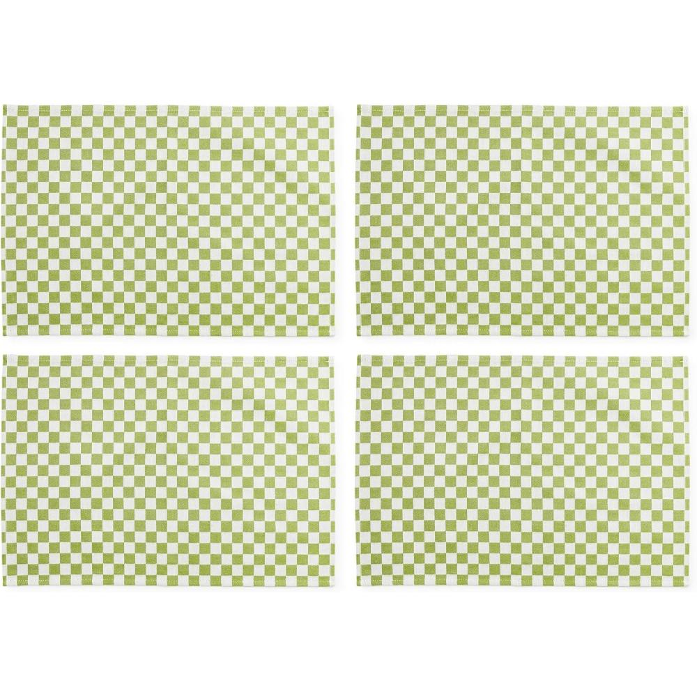 imageMACKENZIECHILDS Set of 4 Cotton Placemats Decorative Table Mats Navy CheckGreen Check