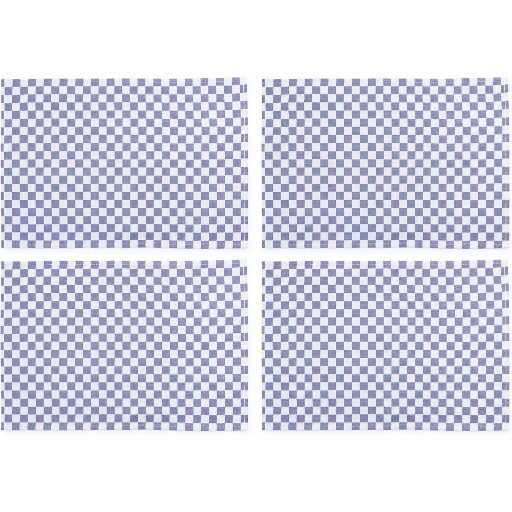 imageMACKENZIECHILDS Set of 4 Cotton Placemats Decorative Table Mats Navy CheckNavy Check