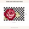 MACKENZIE-CHILDS Bath Rug, Cotton Bathroom Mat, Washable Bath-Mat Rug, Rose and Check
