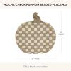 MACKENZIE-CHILDS Beaded Placemat, Indoor Table Mat, Black-and-White Posie(Mocha Check Pumpkin)