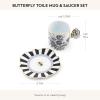 MACKENZIE-CHILDS Butterfly Toile Ceramic Mug with Saucer, 12 Ounces