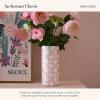 MACKENZIE-CHILDS Capiz Small Vase, Unique Flower-Vase Decor, Gray-and-White Sterling Check(Rosy Check)