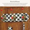 MACKENZIE-CHILDS Courtly Check Enamel Triple Wall Hook, Black-and-White Hanging Wall Rack