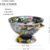 MACKENZIE-CHILDS Enamel Colander, Decorative Kitchen Strainer, Cute Enamel Cookware, Small, Black Flower Market(Black Flower Market)