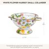 MACKENZIE-CHILDS Enamel Colander, Decorative Kitchen Strainer, Cute Enamel Cookware, Small, Black Flower Market(White Flower Market)