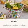 MACKENZIE-CHILDS Enamel Colander, Decorative Kitchen Strainer, Cute Enamel Cookware, Small, Black Flower Market(White Flower Market)