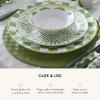 MACKENZIE-CHILDS Faux-Leather Placemat, Decorative Round Table Mat, Green Check(Green Check)