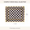 MACKENZIE-CHILDS Glass Tray, Decorative Bathroom Counter Tray, Small, Black-and-White Courtly Check(Courtly Check)
