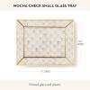 MACKENZIE-CHILDS Glass Tray, Decorative Bathroom Counter Tray, Small, Black-and-White Courtly Check(Mocha Check)