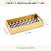MACKENZIE-CHILDS Glass Vanity Tray, Stylish Dresser Organizer, Black-and-White Courtly Check(Courtly Check)