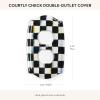 MACKENZIE-CHILDS Outlet Cover, Decorative Double-Outlet Cover Plate, Black-and-White Courtly Check(Courtly Check)