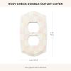 MACKENZIE-CHILDS Outlet Cover, Decorative Double-Outlet Cover Plate, Black-and-White Courtly Check(Rosy Check)
