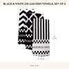 MACKENZIE-CHILDS Set of 3 Cotton Dish Towels, Decorative Kitchen Towels, Black-and-White Zig Zag