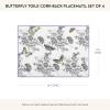 MACKENZIE-CHILDS Set of 4 Cork-Back Placemats, Hard-Finish Table Mats, Butterfly Toile