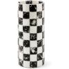 MACKENZIE-CHILDS Capiz Small Vase, Unique Flower-Vase Decor, Gray-and-White Sterling Check(Courtly Check)