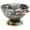 MACKENZIE-CHILDS Enamel Colander, Decorative Kitchen Strainer, Cute Enamel Cookware, Small, Black Flower Market(Black Flower Market)