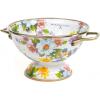 MACKENZIE-CHILDS Enamel Colander, Decorative Kitchen Strainer, Cute Enamel Cookware, Small, Black Flower Market(White Flower Market)