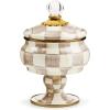 MACKENZIE-CHILDS Enamel Curiosity Pot, Decorative Container for Home Decor, Black-and-White Courtly Check(Mocha Check)