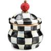 MACKENZIE-CHILDS Enamel Lidded Sugar Bowl, Small Serving Bowl with Lid, 10-Ounce Capacity, Black-and-White Courtly Check(Courtly Check)