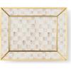 MACKENZIE-CHILDS Glass Tray, Decorative Bathroom Counter Tray, Small, Black-and-White Courtly Check(Mocha Check)