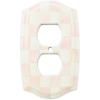 MACKENZIE-CHILDS Outlet Cover, Decorative Double-Outlet Cover Plate, Black-and-White Courtly Check(Rosy Check)