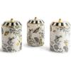 MACKENZIE-CHILDS Set of 3 Ceramic Canisters, Lidded Kitchen Canister Set, Butterfly Toile