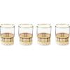 MACKENZIE-CHILDS Set of 4 Tumbler Glasses, Glass Drinkware with Gold Rims, 12 Ounces, Brown-and-White Tartan Mocha