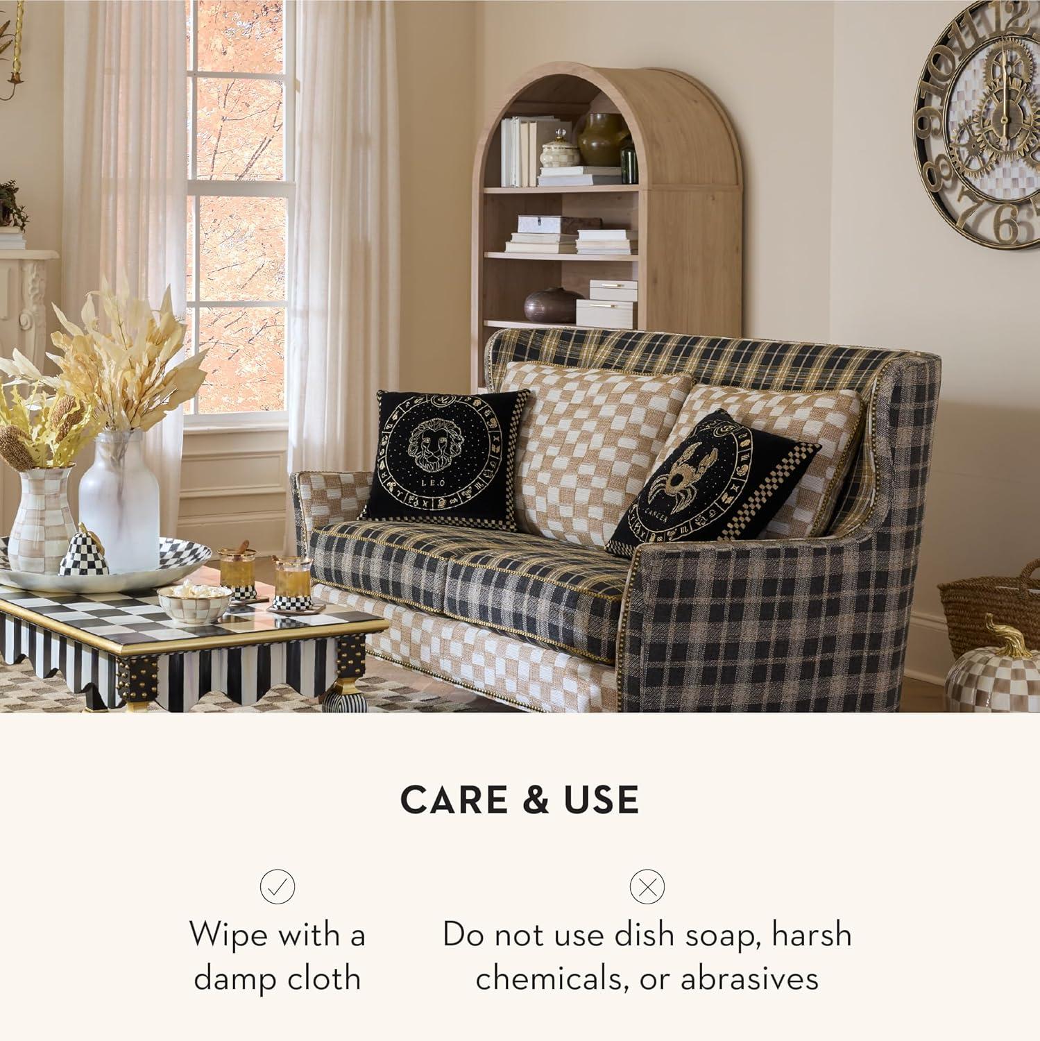 imageMACKENZIECHILDS Farmhouse Wall Clock Decorative Clock for Living Room or Kitchen Small BlackandWhite Courtly CheckMocha Check