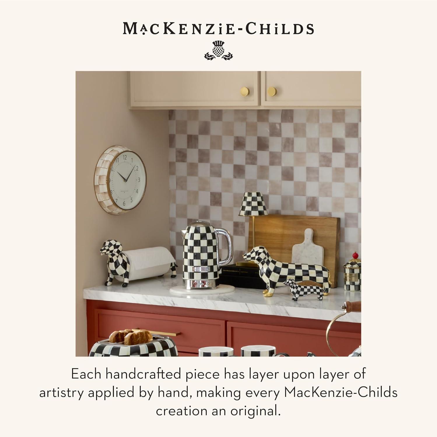 imageMACKENZIECHILDS Farmhouse Wall Clock Decorative Clock for Living Room or Kitchen Small BlackandWhite Courtly CheckMocha Check