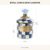 MACKENZIE-CHILDS Royal Check Enamel Canister, Blue-and-White Kitchen Storage Container with Lid, Demi(Royal Check)