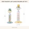 MACKENZIE-CHILDS Set of 2 Rosy Meadow Lady Ceramic Candle Holders, Candle-Holder Decor